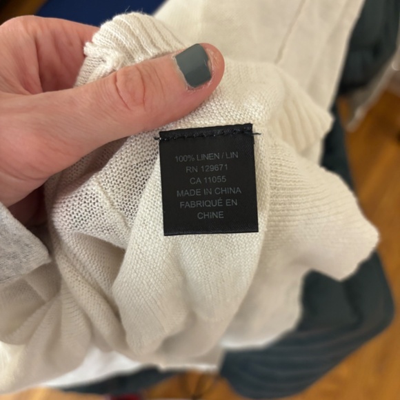 Women's 100% Linen Skull Cashmere White Sweater Size XS - Picture 6 of 7